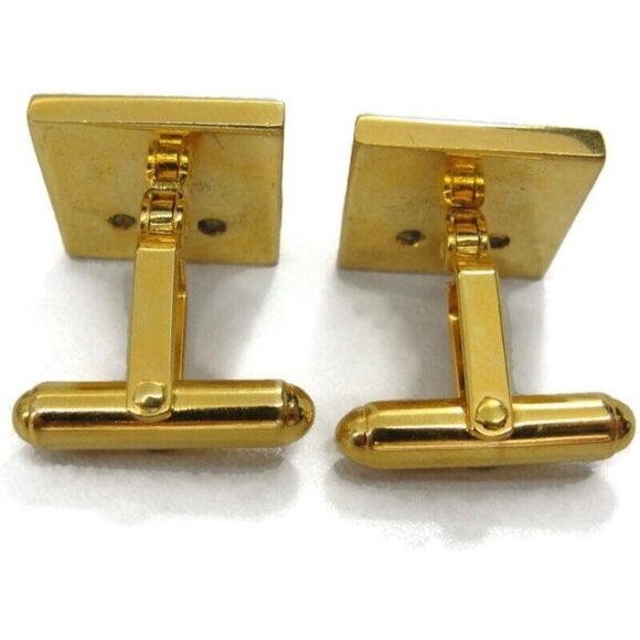 Josten's Cufflinks Gold Tone 10K Gold Ford Insert Wedding Tux Vintage - Picture 4 of 14